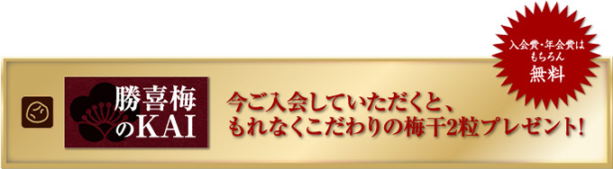 今ご入会していただくと、もれなくこだわりの梅干2粒プレゼント!